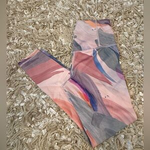 Athleta Elation 7/8 Abstract Peach and Gray Leggings